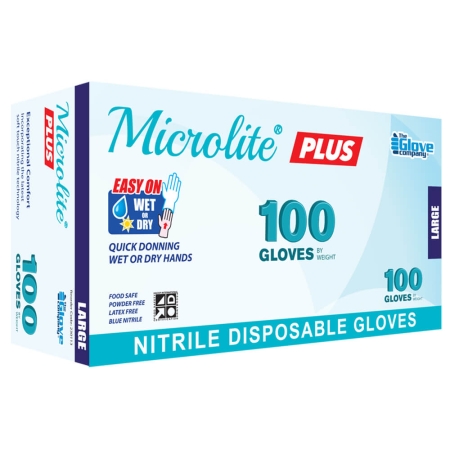 Microlite Plus Blue Nitrile Gloves Large from Holdfast Tattoo Supplies