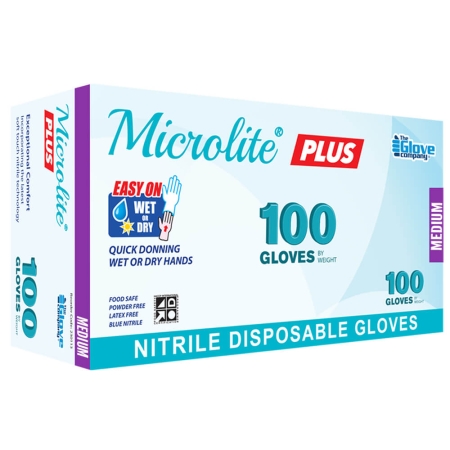 Microlite Plus Blue Nitrile Gloves Medium from Holdfast Tattoo Supplies